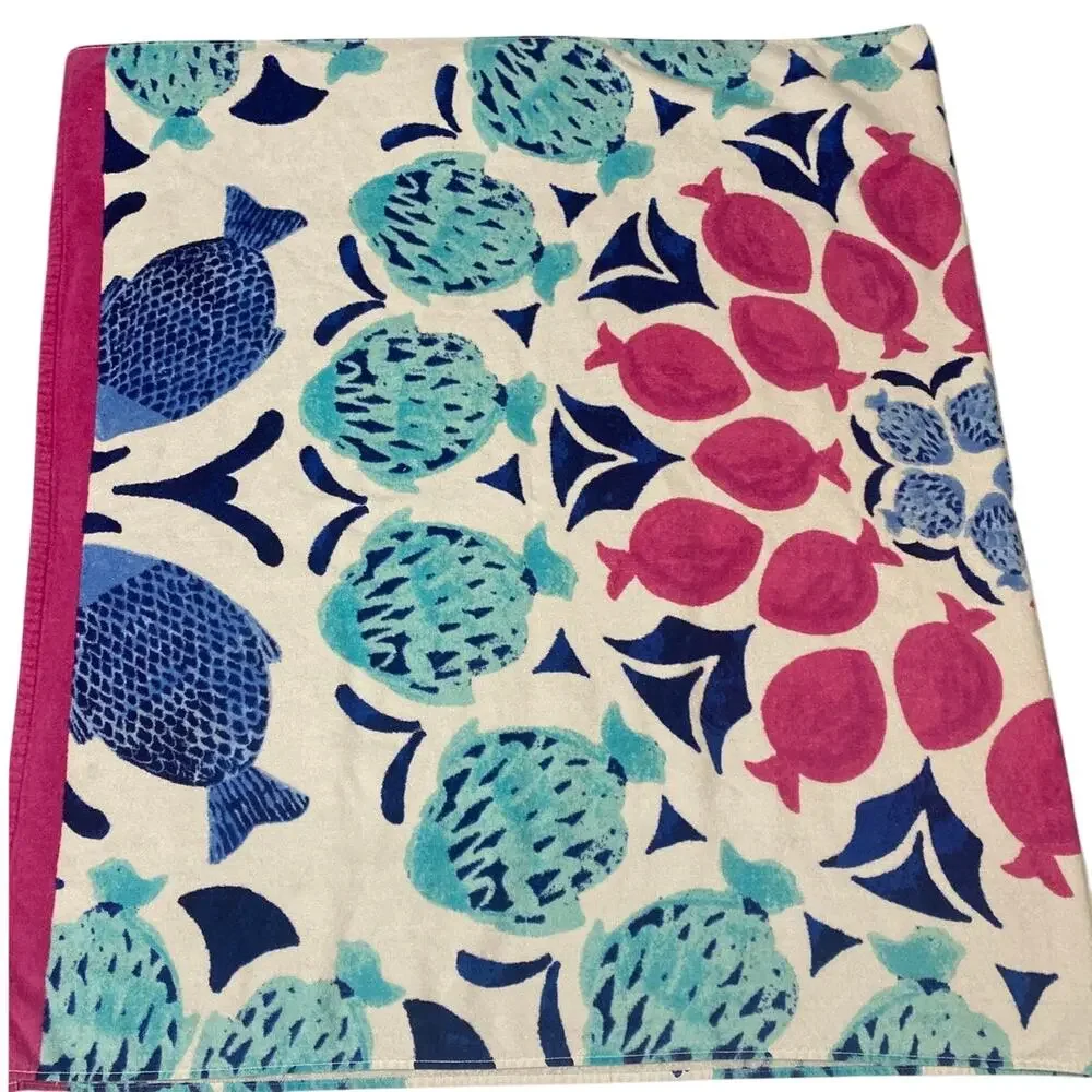 Vintage Tropical Fish Large Beach Towel Bright Retro 90s Beach Summer Ocean Sea